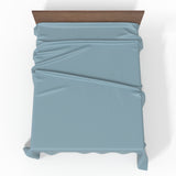 Handmade Luxurious Premium Striped Satin Cotton Flat Sheet | Stone Blue