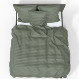 Käsintehty ylellinen Premium-raidallinen puuvillasatiinipussilakana | Olivine