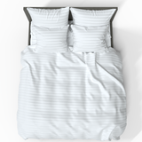 Käsintehty ylellinen Premium-raidallinen puuvillasatiinivuodevaatesetti | White